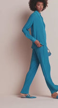Load and play video in Gallery viewer, Riani - Wide-Fit Plisse Trousers in Blue
