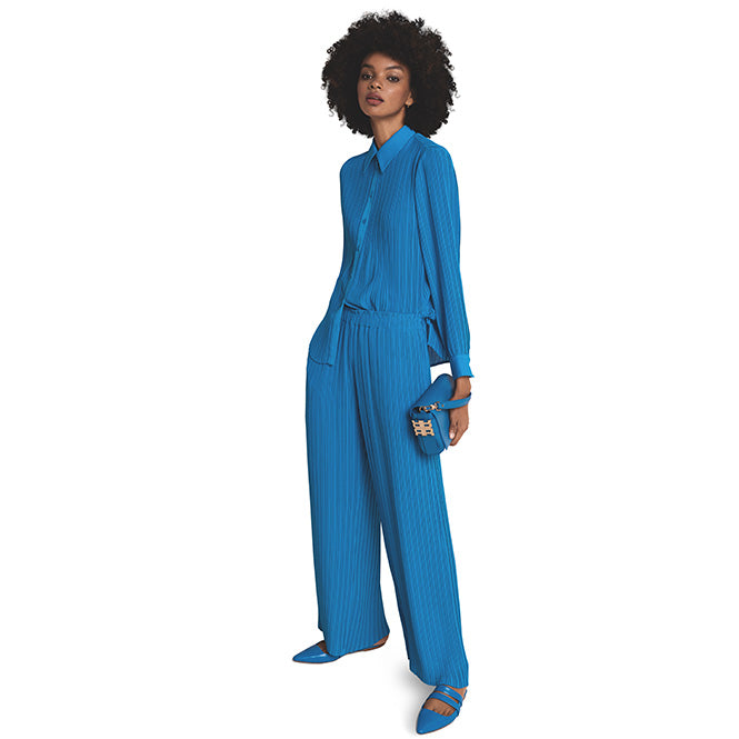 Riani - Wide-Fit Plisse Trousers in Blue