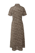Load image into Gallery viewer, Yaya - Midi dress with print, collar, short sleeves and a bow belt - Chocolate Martini Brown Dessin
